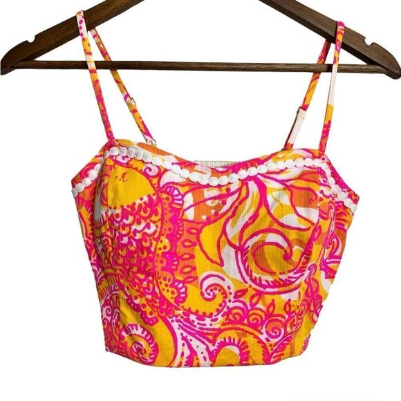 Lilly Pulitzer Marbella Top Sunshine Sea and Be Seen Crop Top Size 0 - Picture 1 of 7